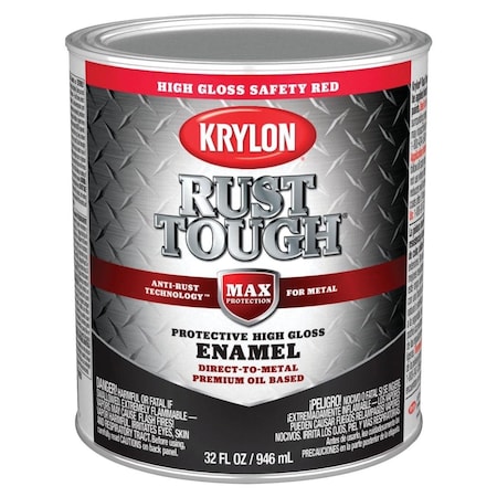 Krylon Rust Tough Gloss Anti-Rust Safety Color Rust Control Enamel, Safety Red, 1 Qt. K09712008